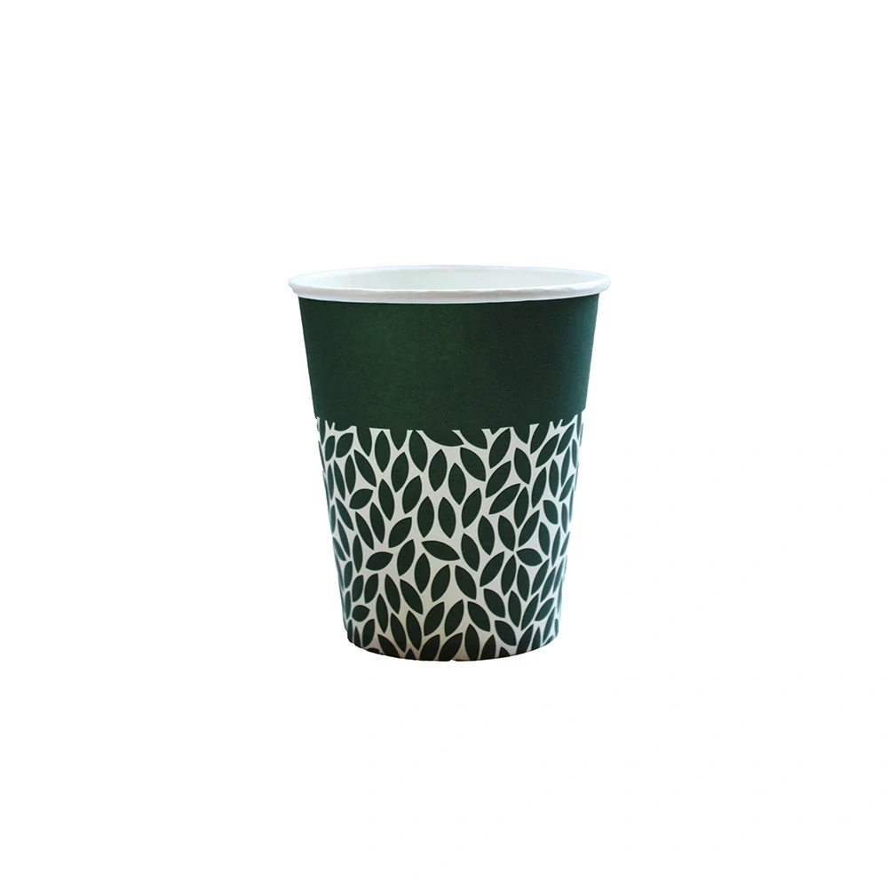 Papierový pohár bezplastový LEAF tmavozelený 220ml (8oz)/ 50 ks