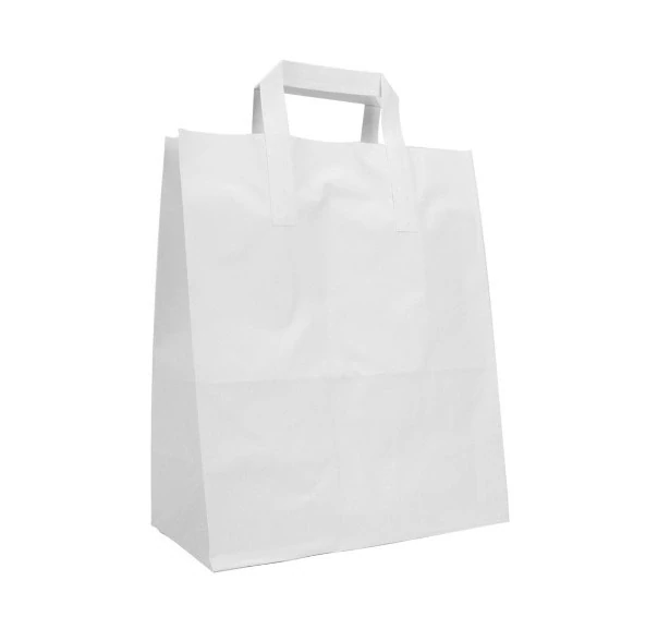 Papierová taška biela s uškom 32x44+17 cm WHITE / 250 ks