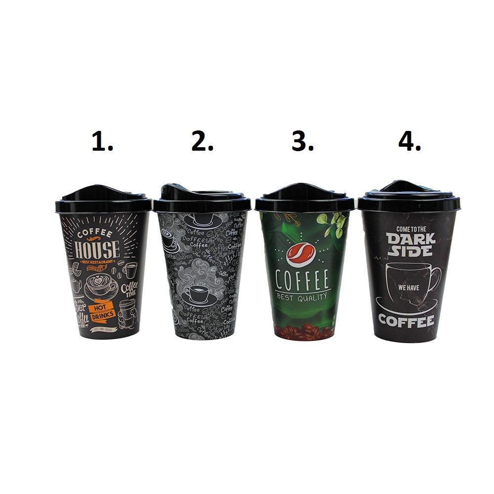 Vratný pohár (REPOHAR) plast. PP na kávu s viečkom 400ml / 1 ks