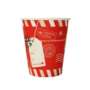 Vianočný papierový pohár AQUA POSTCARD 350ml 100% ECO / 50 ks