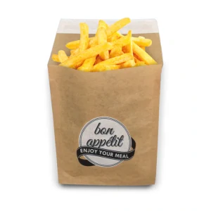Snack / streetfood papierové vrecko „Bon Appetit“, uzatvárateľné 15,4/12,1×16cm / 100ks