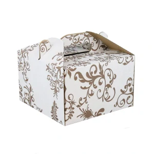 Krabica na zákusky s uškom 19x19x12cm ľudový vzor / 1 ks