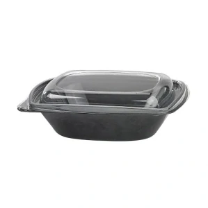 Miska šalátová čierna hranatá 750 ml SQUARE PET + viečko / 50 ks