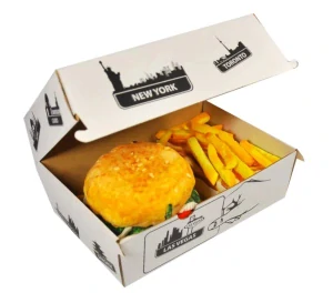 Krabica na hamburger + hranolky – biela CITY -19x13x11 cm / 50 ks