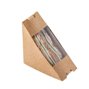 Krabička na trojuholníkový sendvič s viečkom / 4 plátky / KRAFT 175×75×125mm / 600 ks